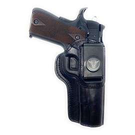 Cardini Leather USA - IWB Ultra Soft Leather Holster - Concealed Carry with Clip - for Sig 1911 Compact, for Bersa Thunder 380, for Colt 1911 3"- (Black, Right Hand)