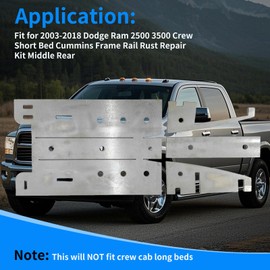 RoloTippi Crew Cab Short Bed Center Frame Rail Rust Repair Kit Replacement for Dodge Ram 2500 3500 2003-2018 Truck Short Bed Middle Frame Repair Driver Side or Passenger 1 Set