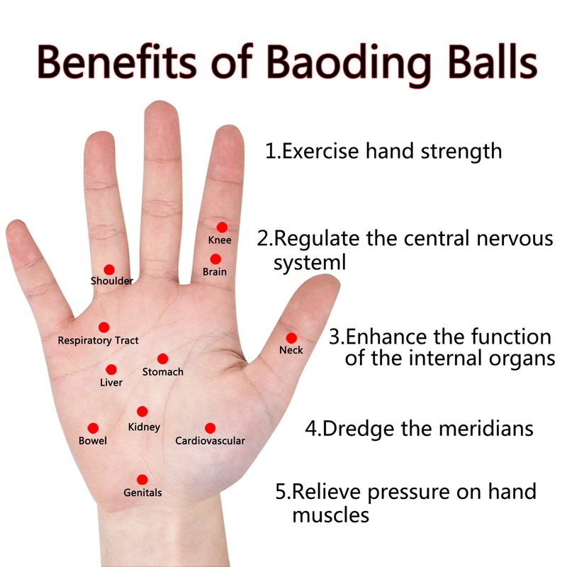 Fengshuibringluck 1.6IN Natural Crystal Baoding Chinese Health Balls for Hand