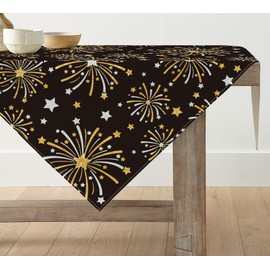 Artoid Mode Fireworks New Year 2025 Tablecloth, Winter Table Linen, Kitchen Table Decoration, Indoor, Holiday, Party Decor, 85 x 85 cm