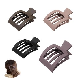 4 Pcs Flat Square Hair Clips,Square Flat Hair Claws for Women Girls,Curved Claw Clips for Women Girls,Women Non-Slip Duck Bill Hair Barrettes,Strong Hold Side Hair Clamps For Thick Thin Hair (B)