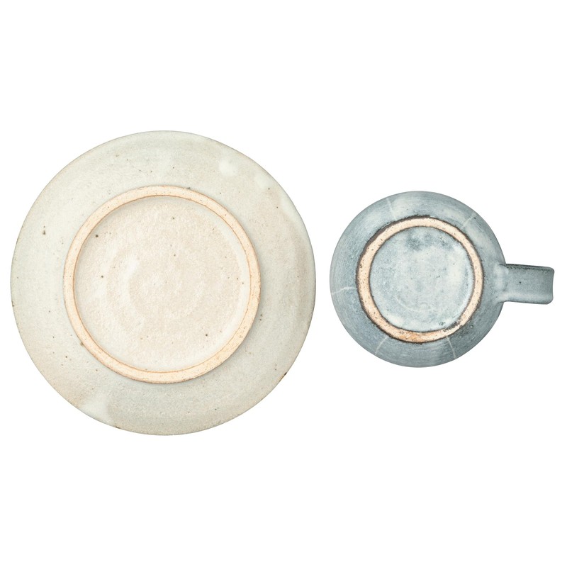Marui Pottery MR-3-4399 Shigaraki Ware Hechimon Cup & Saucer, Capacity: