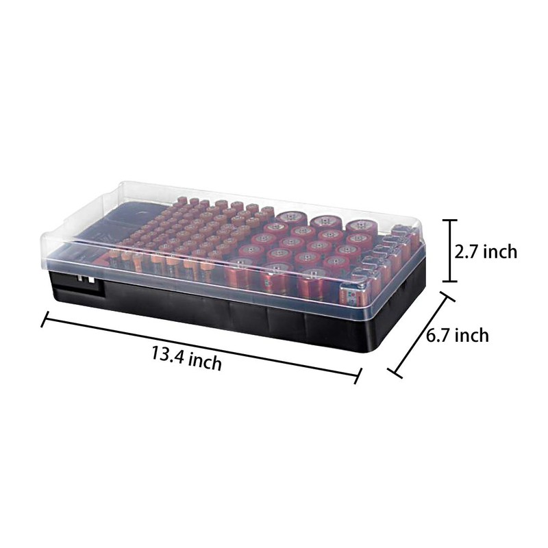 LUEXBOX Battery Organizer Storage Case Holder with Tester Holds 98