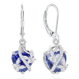 Vesitim Butterfly Earrings for Women 925 Sterling Silver Heart Earring Created Tanzanite Jewelry
