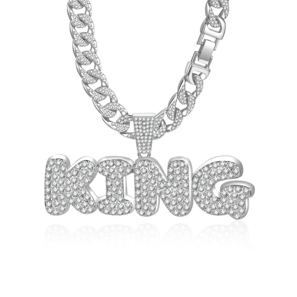 EDINGM Cuban Link Chain for Men, Miami Mens Silver Gold