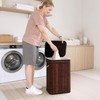 StorageWorks Laundry Hamper with Lid, Foldable Bamboo Laundry Basket, Clothes