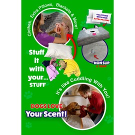 Happy Nappers Pet Bed in A Box Slipcover: Biscuit The Beige Dog - XLarge - 42x28 Character Bed Case, Stuff & Fill with Your Scent-Pillows-Clothes