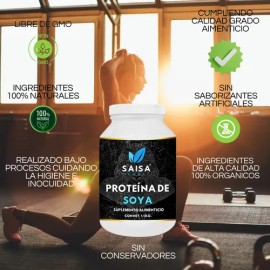 Proteína de Soya 90 1 Kg Sabor Natural  Saisa Herbal  Alta en Proteína, Vegana, Sin Azúcar, Ideal para Nutrición y Masa Muscular                      