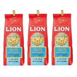 Lion Coffee Vanilla Macadamia 7 oz (198 g) x 3 Piece Set Flavored Coffee, Powder, Medium Grind