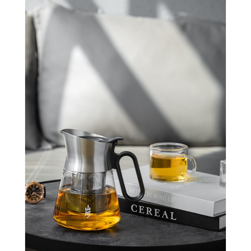 ZENS Design Glass Teapot with Infuser, 23 oz Small Loose