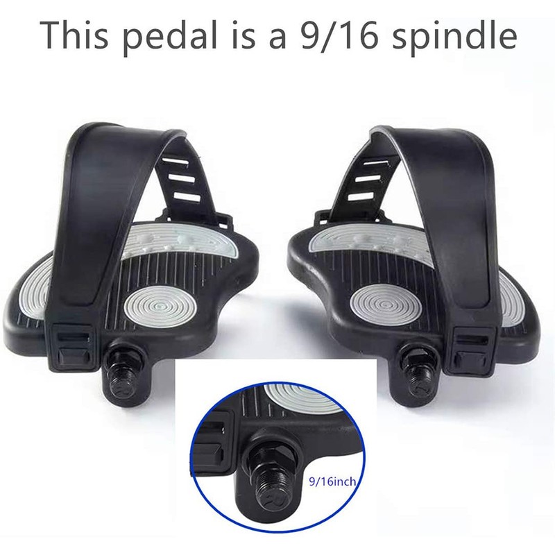 1 Pair Bike Pedals with Toe Clips Cages and Straps