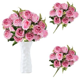 astylishome Artificial Flowers Fake Peony Bouquet Decor Plastic Daisy Realistic Flower Arrangements Wedding Decoration Table Centerpieces for Home Office Party Decor 1815