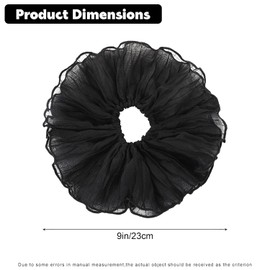 Black Oversized Mesh Scrunchie for Women Stylish Black or White Lace Hair Scrunchies for a Fashionable Look Elastic ponytail Holders Large Chiffon Hair Tie with Extra Volume，Hair and Ties Accessories