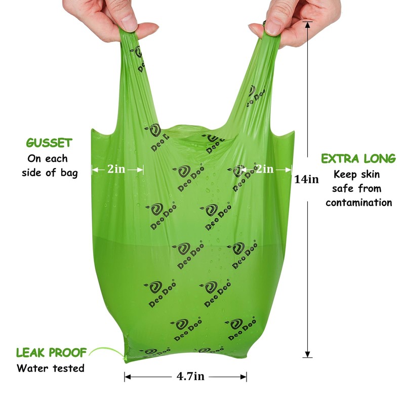 Dog Poo Bags with Handles 50% Recycle Material 50% Cornstarch