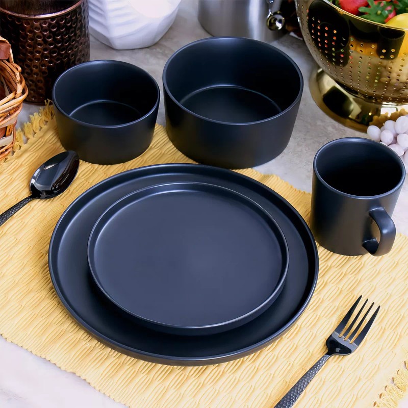 Elama Vajilla Contemporanea Elama Luxmatte 20 Piezas Color Negro