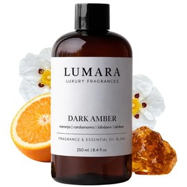 LUMARA | Aceite Aromático para Difusor Profesional | Inspirado en Zara | Aroma Ámbar Cálido con Naranja, Cardamomo, Lavanda y Vainilla | Para Microdifusión en Seco, Humidificador y Ultrasónico | 250 ml