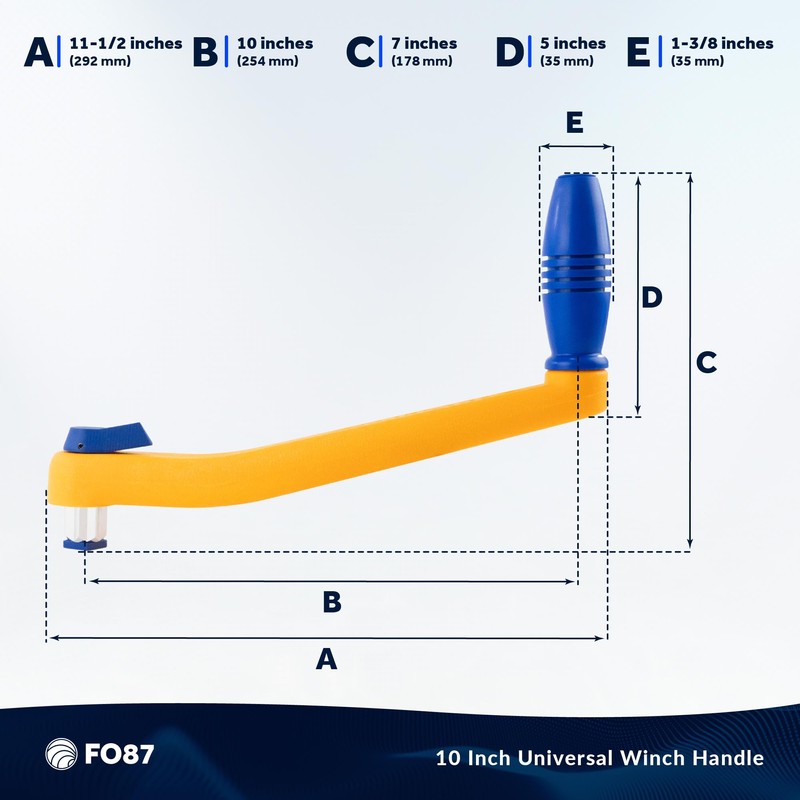 Five Oceans 10" Sailboat Winch Handle, Universal Floating Winch Handle,