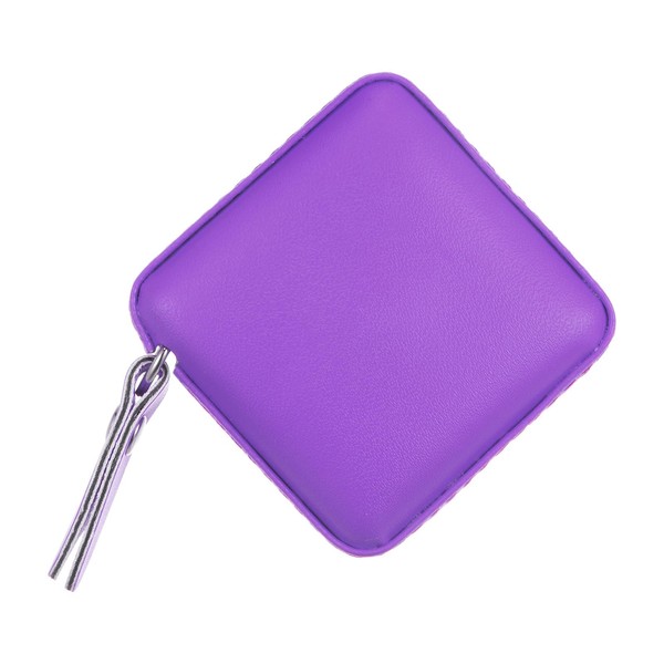 sourcing map Square Retractable Measuring Tape 150cm/60-inch Soft Leather Case Tailors Tape Measure Pocket Size for Body, Fabric, Sewing Measurements, Purple