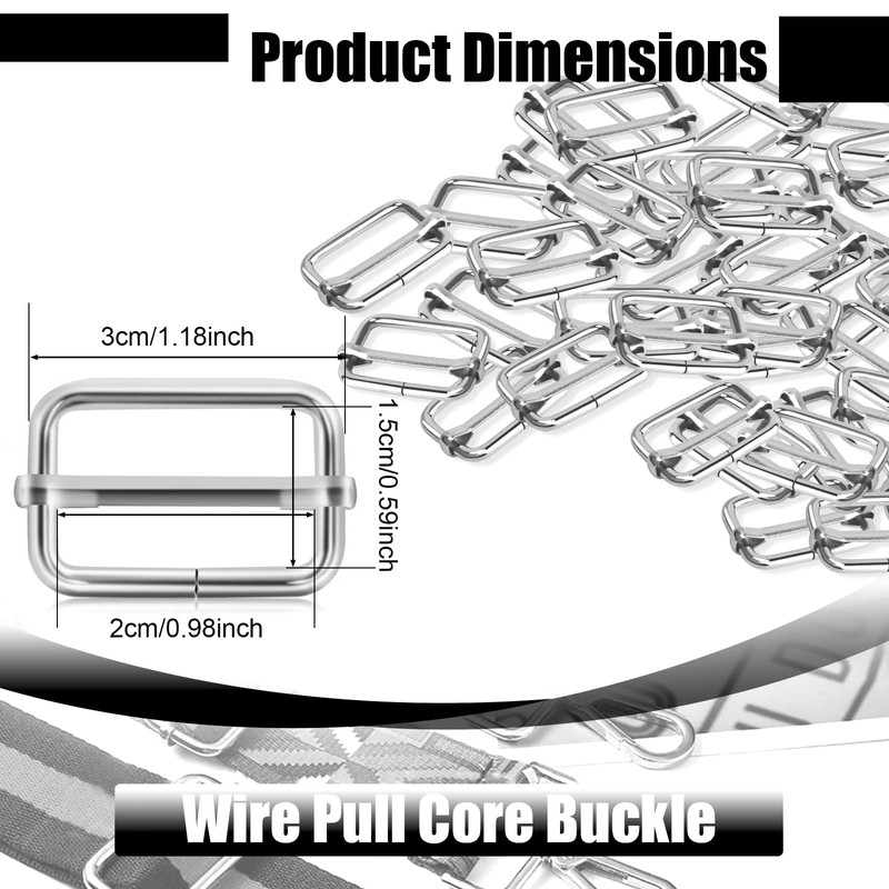 Metal Adjustable Slide Buckles, 30 Pcs Adjustable Webbing Slider, Trig