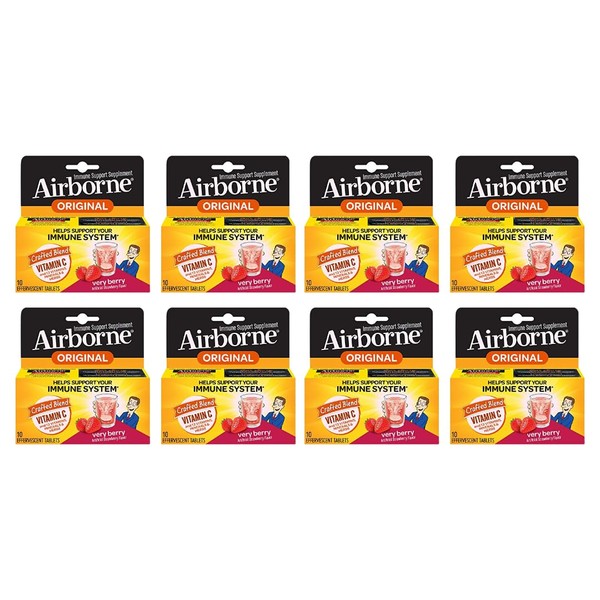 Airborne Very Berry, 10 Effervescent Tablets Each (Pack of 8)