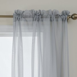 Demetex Sheer Curtains Gray for Kids Nursery Lightweight Transparent Window Curtains for Bedroom Short Small Window Drape for Living Room, 54 Width x 63 Length, 2 Panels, Light Grey