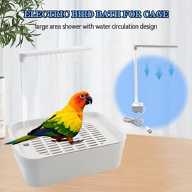 MUYG Automatic Bird Shower with Pump,Electric Bird Bath for Cage Water Circulated Indoor Parrot Bath Shower with USB Power Plug Bathwater Cycle Conure Bathtub for Parakeet Cockatiel Lovebird