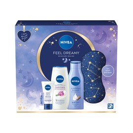 NIVEA Feel Dreamy Skincare Regime Gift Set, Women's Gift Set Includes Shower Cream, Body Lotion, Night Cream, Lip Balm, and Eye Mask, Beauty Products
