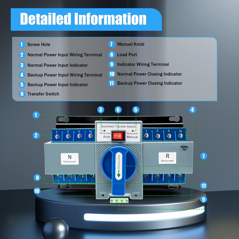 110V Dual Power Automatic Transfer Switch Dual Power Generator Changeover