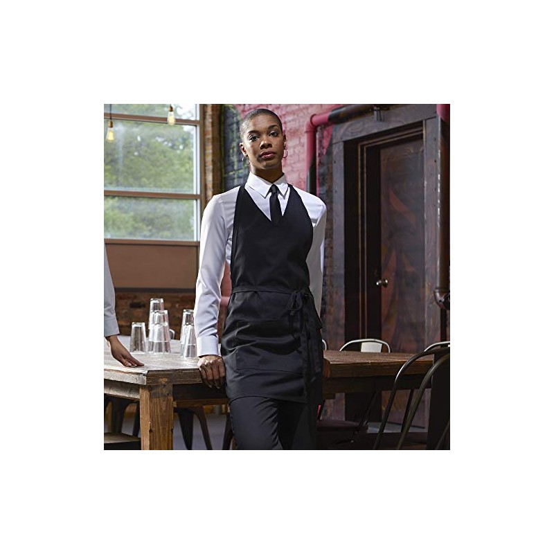 Uncommon Threads Unisex Formal V-Neck Bib Apron, 3 Pockets, Adjustable,