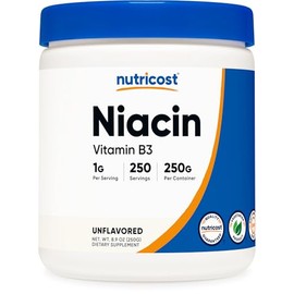 Nutricost Niacin Vitamin B3 Powder 250 Grams - 1G Per Serving - Vitamin B3 (Niacin) Powder - May Cause Flush