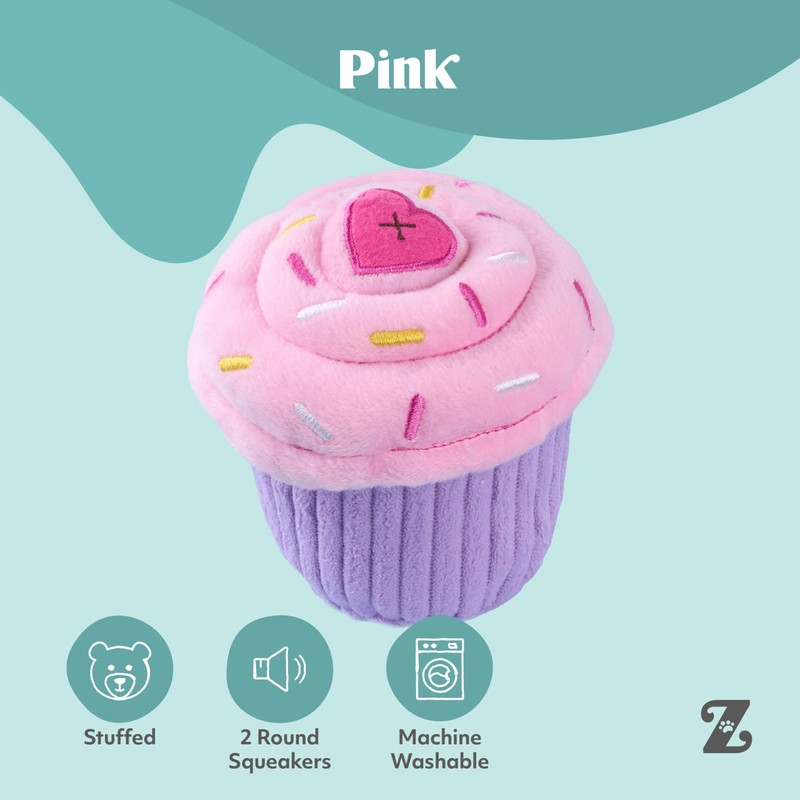 ZippyPaws Birthday Cupcake- Dog Squeaky Toys to Keep Them Busy,