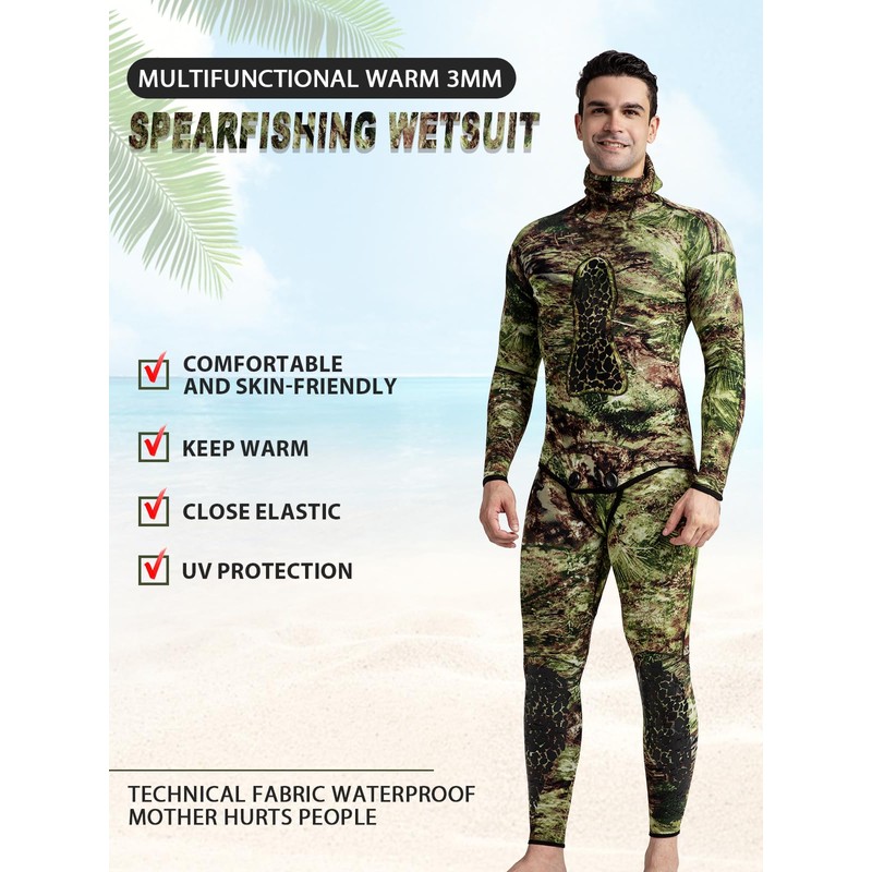 FLEXEL Men Spearfishing Premium Camouflage 3mm 5mm CR Neoprene Wetsuit