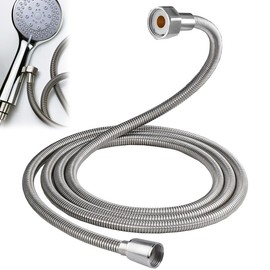Universal Duschschlauch Edelstahl,150cm Verdrehschutz Universal Duschschlauch,Edelstahl Brauseschlauch,Flexibler Glatter PVC Brauseschlauch,G1/2 Zoll Silber Duschschläuche,für Badarmaturen Ersatz