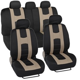 BDK AutoSport Full Set Combo All Protective Seat Covers (2 Front 1 Bench) with Heavy-Duty All-Weather Rubber Floor Mats (4 Mats) for Car Auto – Sedan Truck SUV Minivan Interior Covers
