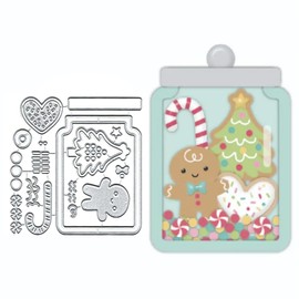 Christmas Cookie Jar Metal Die Cuts Cutting Dies, Christmas Cookie Jar Cutting Dies Paper Cards Cutting Dies Cut Stencils for DIY Embossing Card Making Book Tags Decorative Paper Dies Scrapbooking