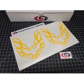 Firebird Decals (2pk) Retro Pillar Window Accent Stickers Fits Pontiac Trans Am Formula 350 LTX LSX Select Color: (Gloss Yellow)