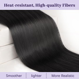 ORSUNCER Drawstring Ponytail Extension, Long Straight Pony Tails Hair Extensions Natural Soft Clip in Ponytail for Women Synthetic Hairpieces Omber Burgundy