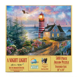 SUNSOUT INC - A Night Light - 500 pc Jigsaw Puzzle by Artist: Abraham Hunter - Finished Size 15" x 24" - MPN# 69450