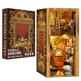 CUTEBEE Book Nook Kit - DIY Miniature House Dollhouse Kit for Adults and Teens, 3D Wooden Puzzle Booknook Build Bookshelf Decor, Gifts for Family and Friends (Eternal Bookstore)