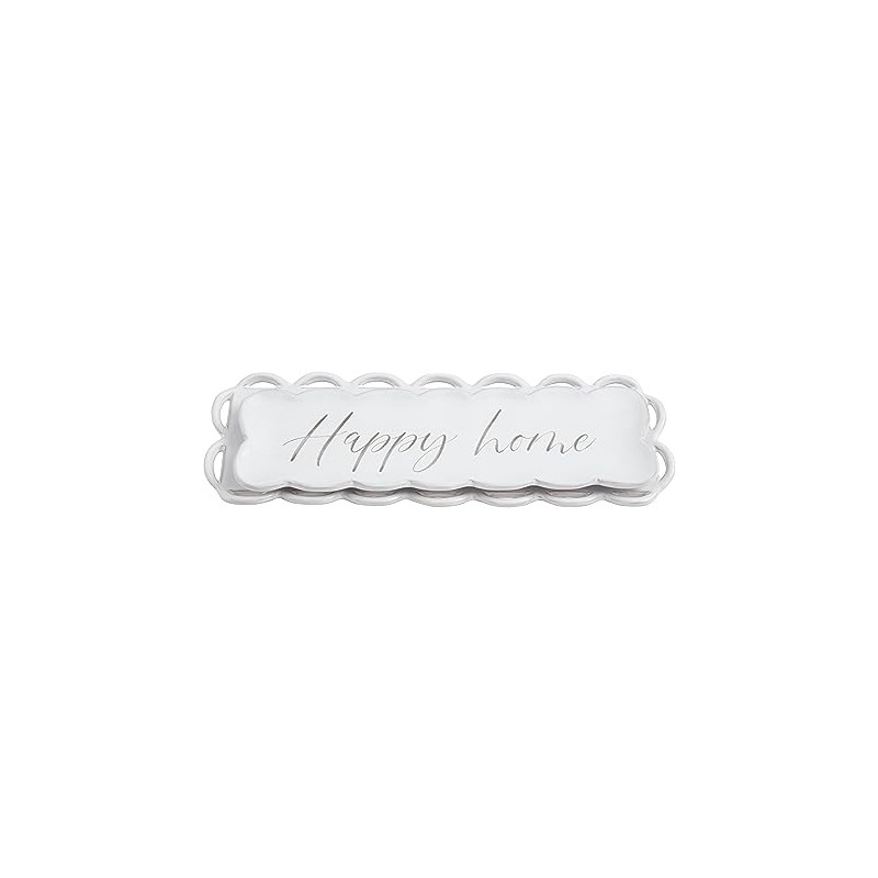 Mud Pie Long Nested Happy Trays, 13.5" x 4.25", WHITE