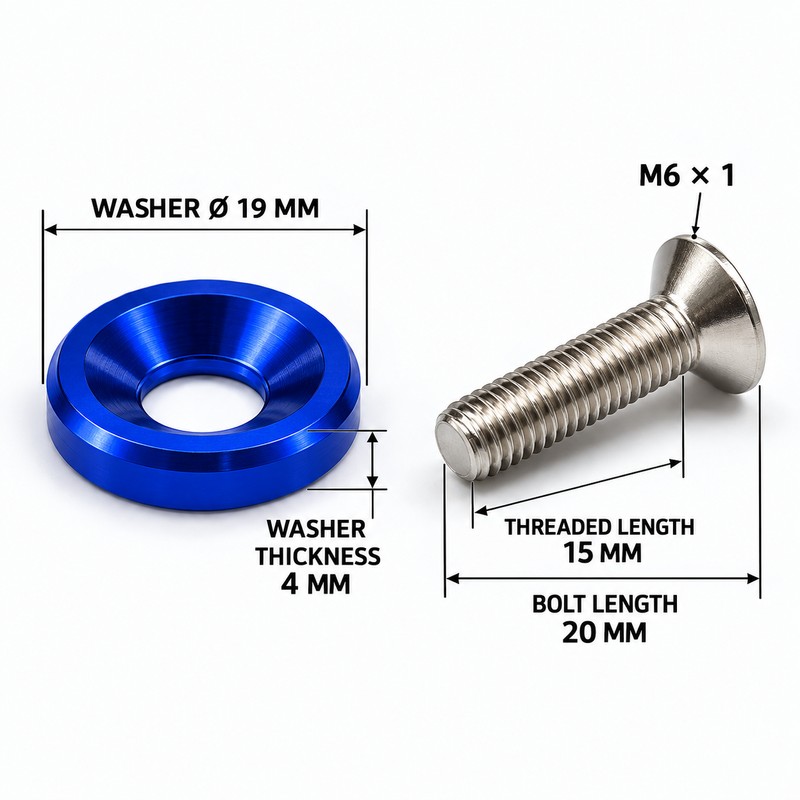 10-Piece M6 Car Fender Washer and Bolt Set for Bumper,
