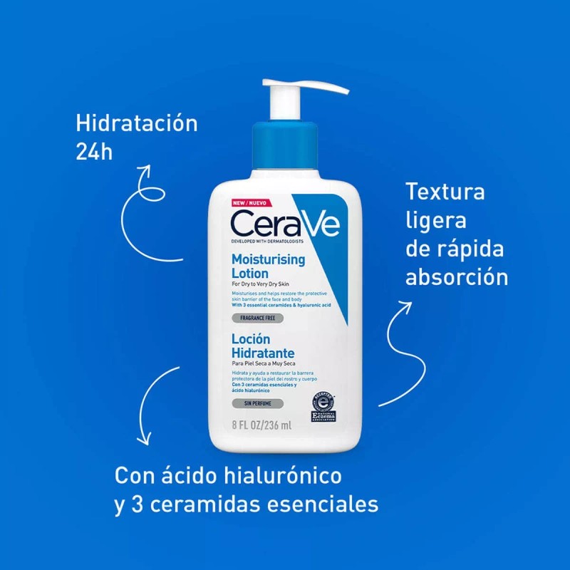 Cerave Locion Hidratante 236ml Para Rostro Cuerpo Con 2 Pzas