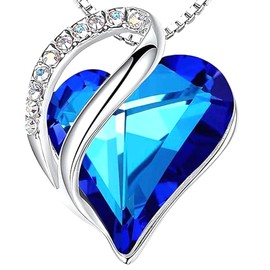 Aloha Necklace with Heart Pendant Blue Crystal Jewellery Gift Women's Necklace Steel, TU, Stainless Steel, Crystal, Stainless Steel, Crystal