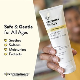 Crema de manos de avena con miel y eczema: loción natural para manos y cuerpo para aliviar el eczema: crema para pieles secas, sensibles, irritadas y con picazón (4 oz)