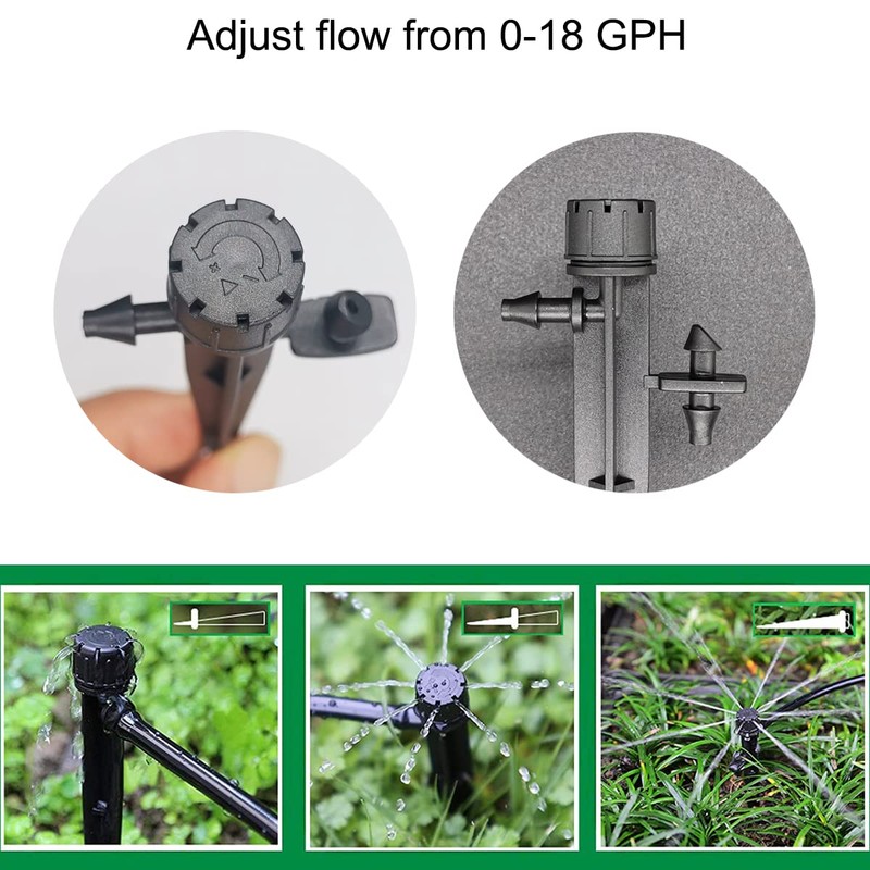 Topiverse 25 Pcs Drip Irrigation Emitters, Adjustable Flow 0-18 GPH