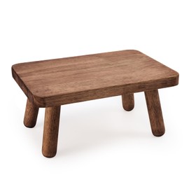 Jurath Wooden Step Stool for Adults Office's Step Stool Heavry Duty Stepping Stools for Office, Bedroom, Garden, Bathroom with Four Detachable and Assembled Legs Chocolate Brown (Classic 6.3" inch)