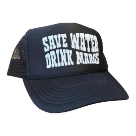 Funny Trucker Hats "SAVE WATER DRINK MARGS" HAT funny trucker hat Black Beach boating summer hat