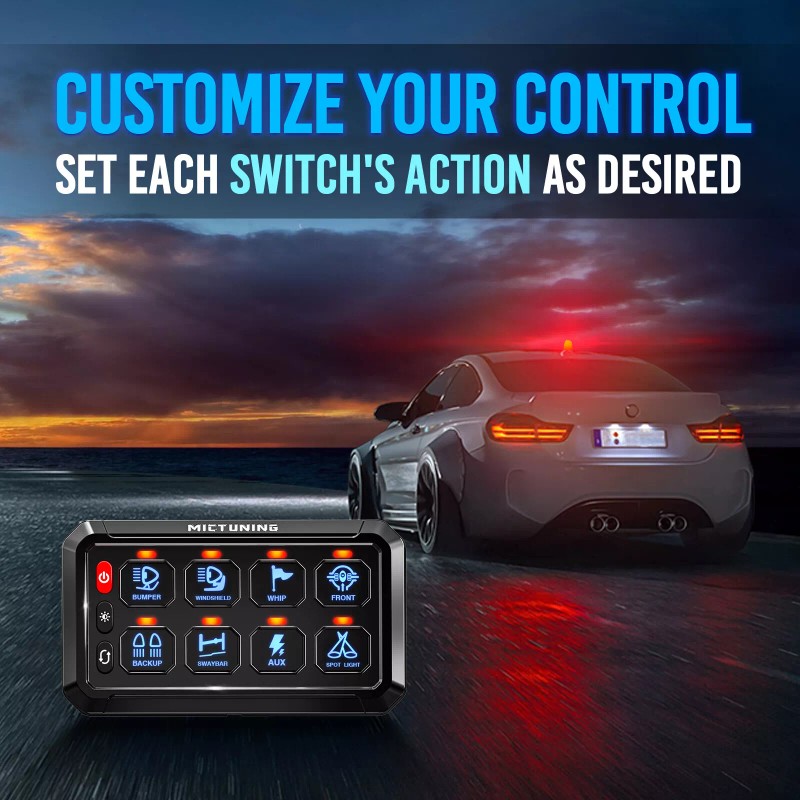 MICTUNING LED Touch Switch Panel 8 Gang Car Marine Boat
