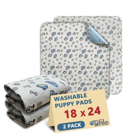 Washable Pee Pads for Dogs, 2 Pack Reusable Puppy Pads, Absorbent Whelping Pads with Bone Print, Non-Slip Waterproof Pet Training Pads for Couch, Crate, Potty Training - 18x24in