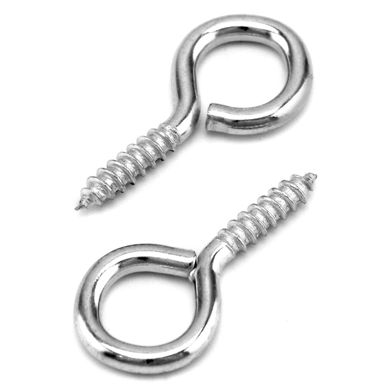 QWORK 60-Pack Steel Eye Screws Hooks for Wood- 1.57" Total